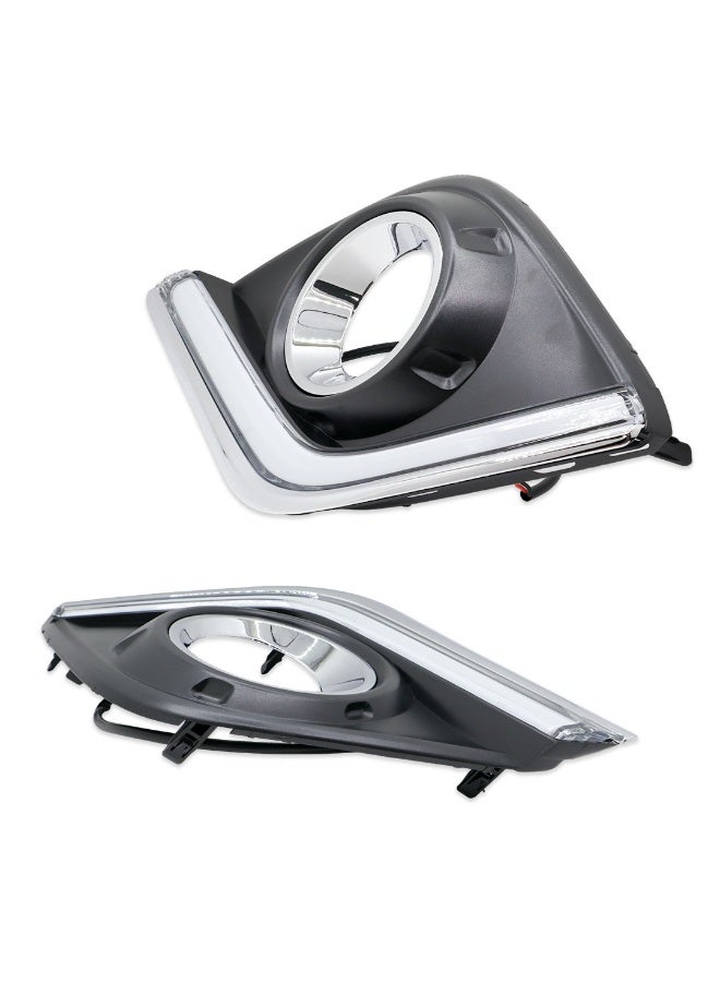 DLAA Pack of 2 Front Black Cover High Power TY817L2L Daytime Running Only with LED & Chrome Rim and Wires Suitable for Hilux Vigo 2015 | 1 Year International Warranty - Image 2